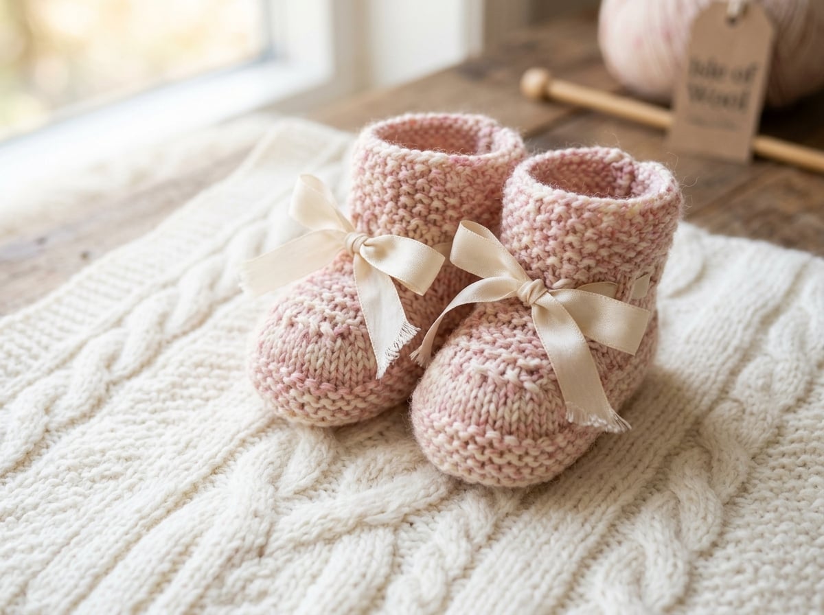 Finished Little Baby Booties — free knitting pattern