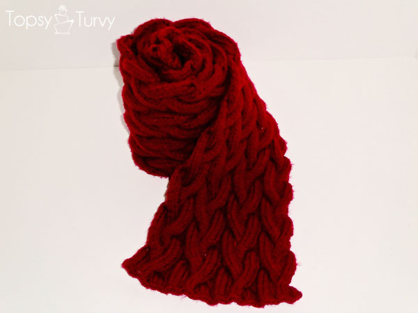 Finished Classic Cable Scarf — free knitting pattern