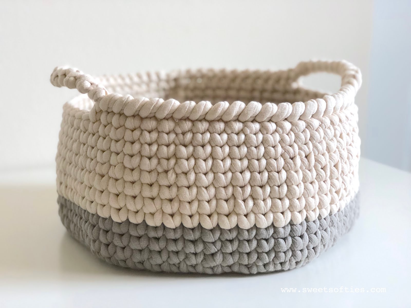 Finished Chunky Storage Basket — free crochet pattern