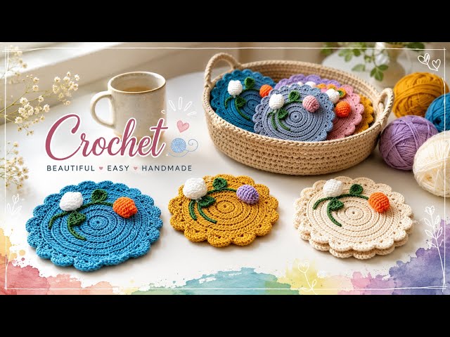 Finished Crochet Circle Coasters — free crochet pattern