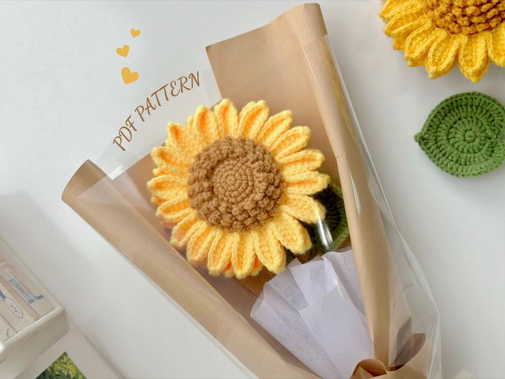 Finished Crochet Sunflower — free crochet pattern