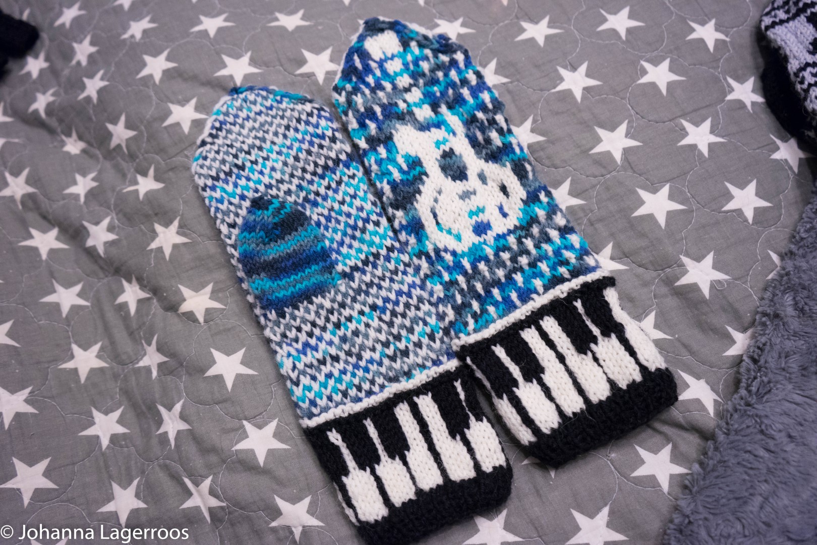 Finished Warm Knitted Mittens — free knitting pattern