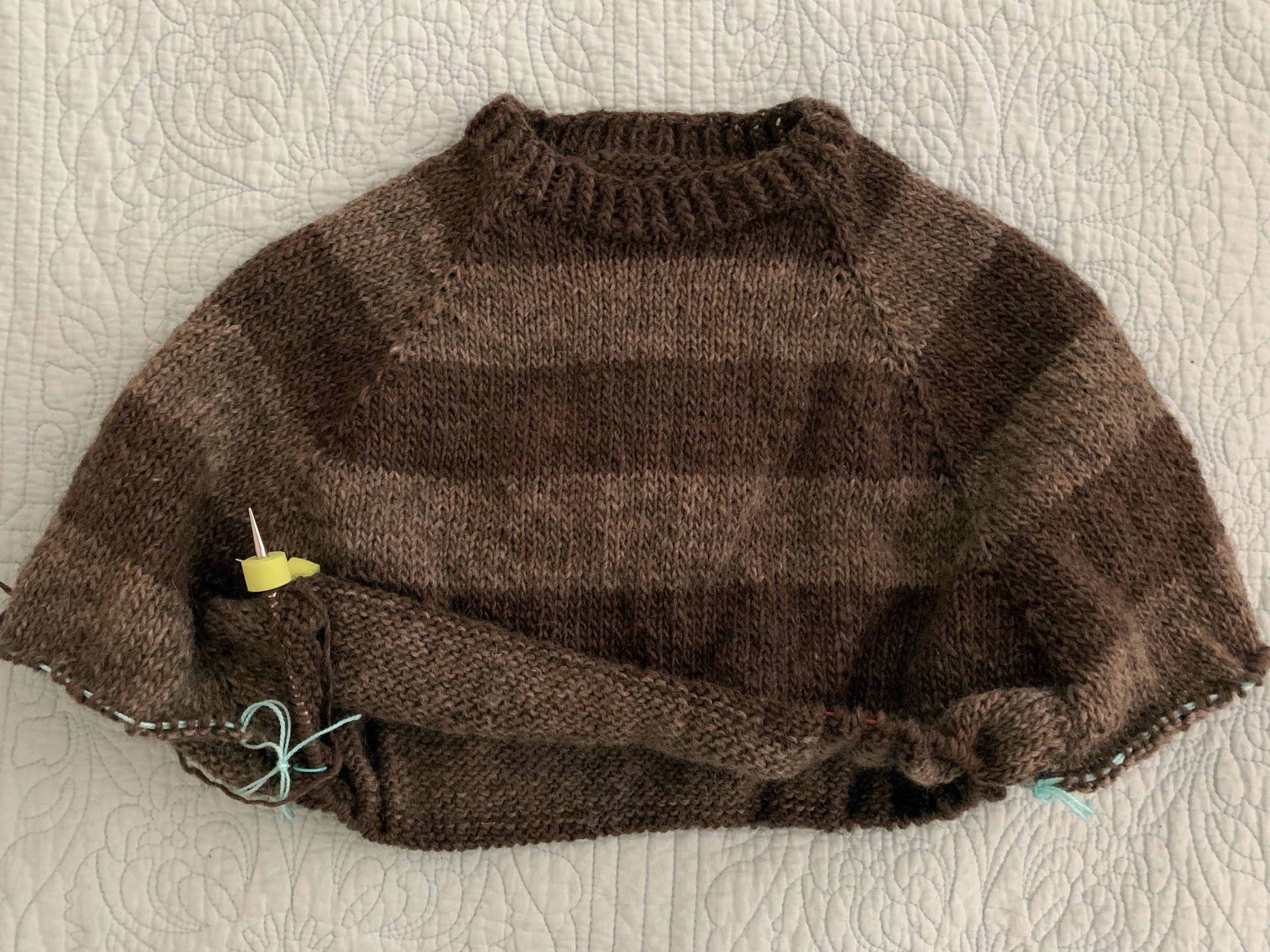 Finished Top-Down Raglan Jumper — free knitting pattern