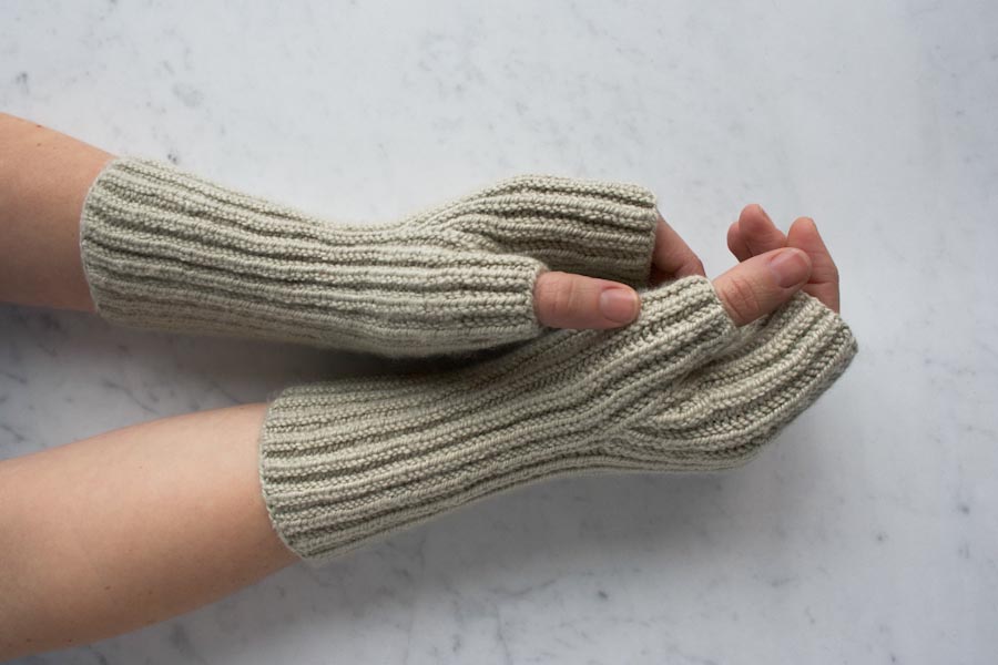 Finished Quick Ribbed Wrist Warmers — free knitting pattern